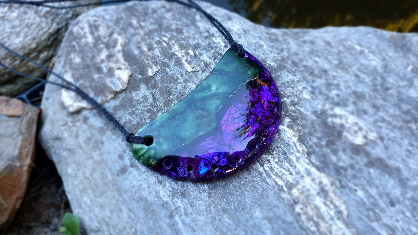Extra Large Pounamu Paua and Epoxy Resin Breastplate