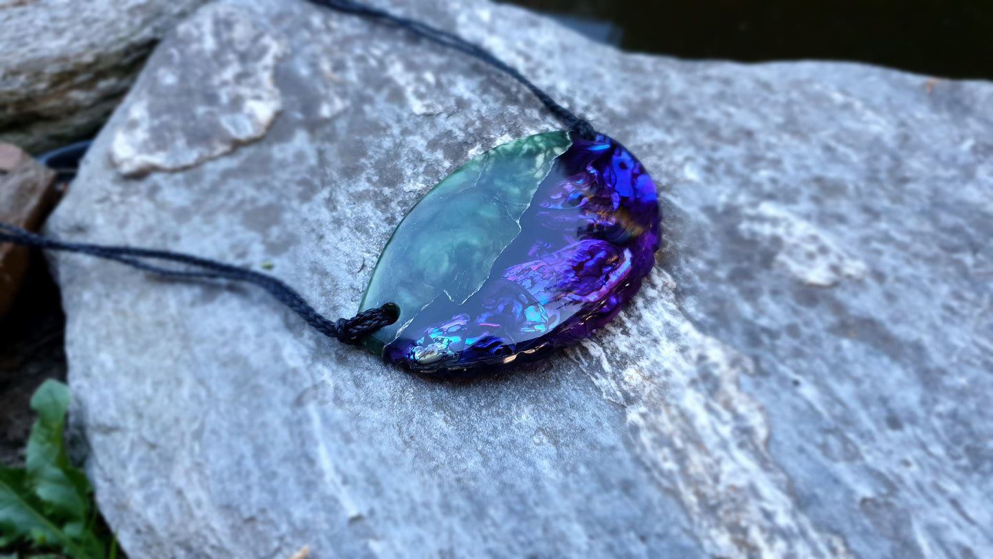 Large Pounamu Paua and Epoxy Resin Breastplate