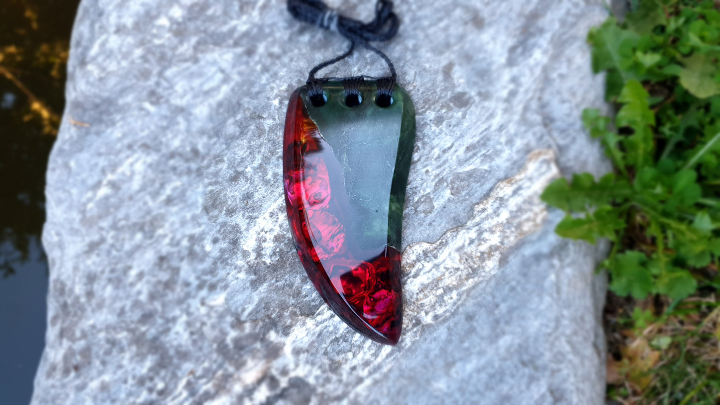 Extra Large Pounamu Paua and Epoxy Resin Niho