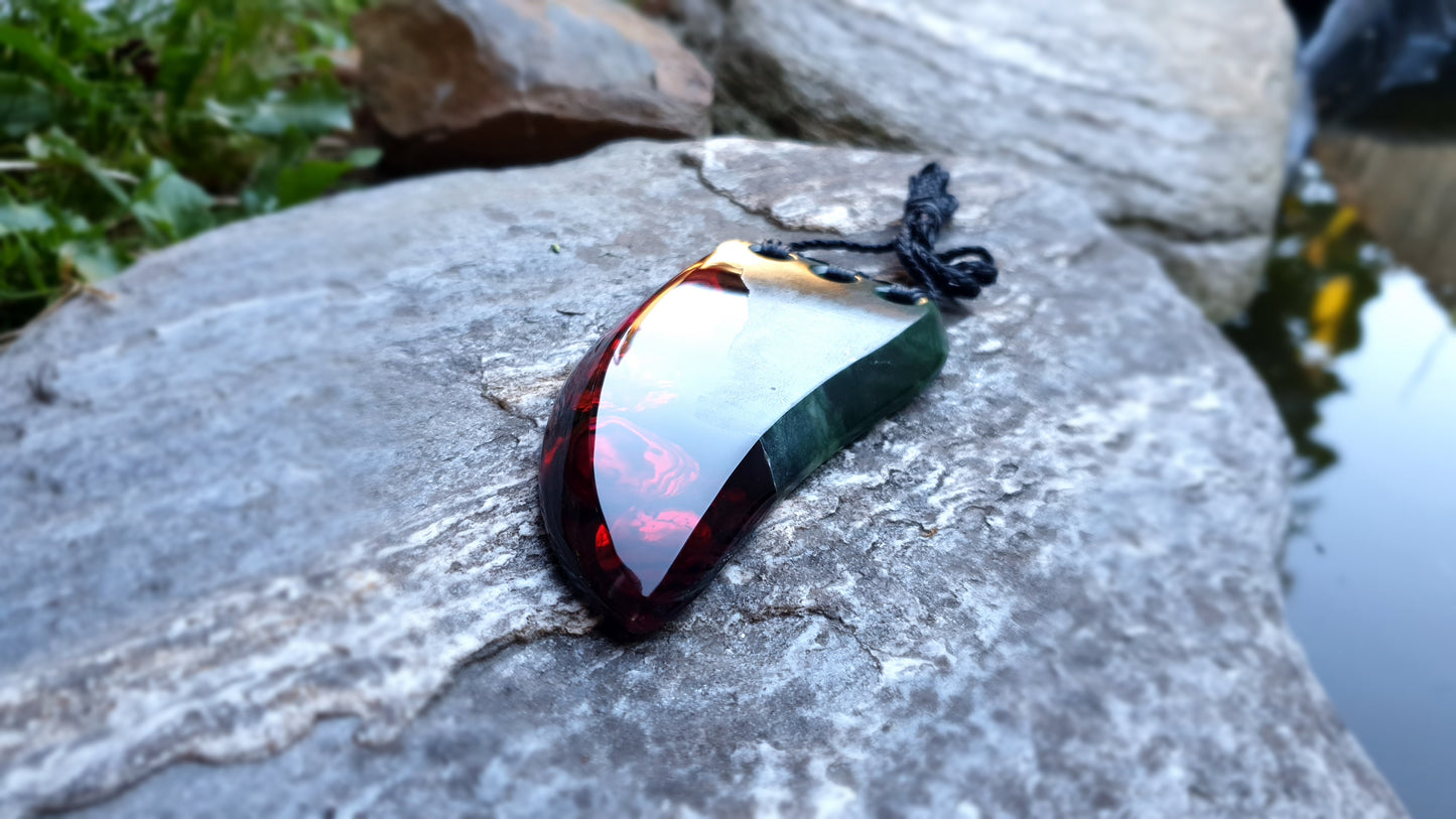 Extra Large Pounamu Paua and Epoxy Resin Niho