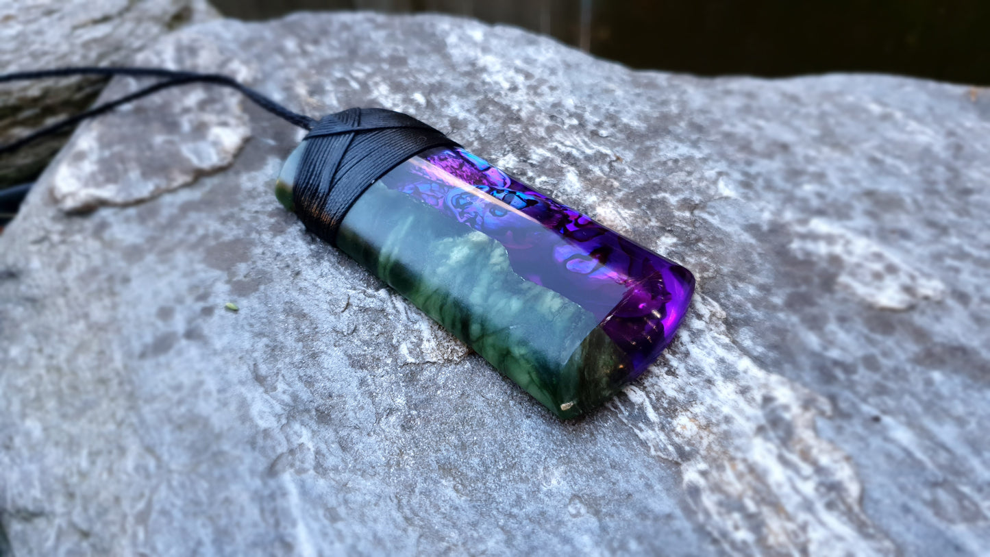 Extra Large Pounamu Paua and Epoxy Resin Toki