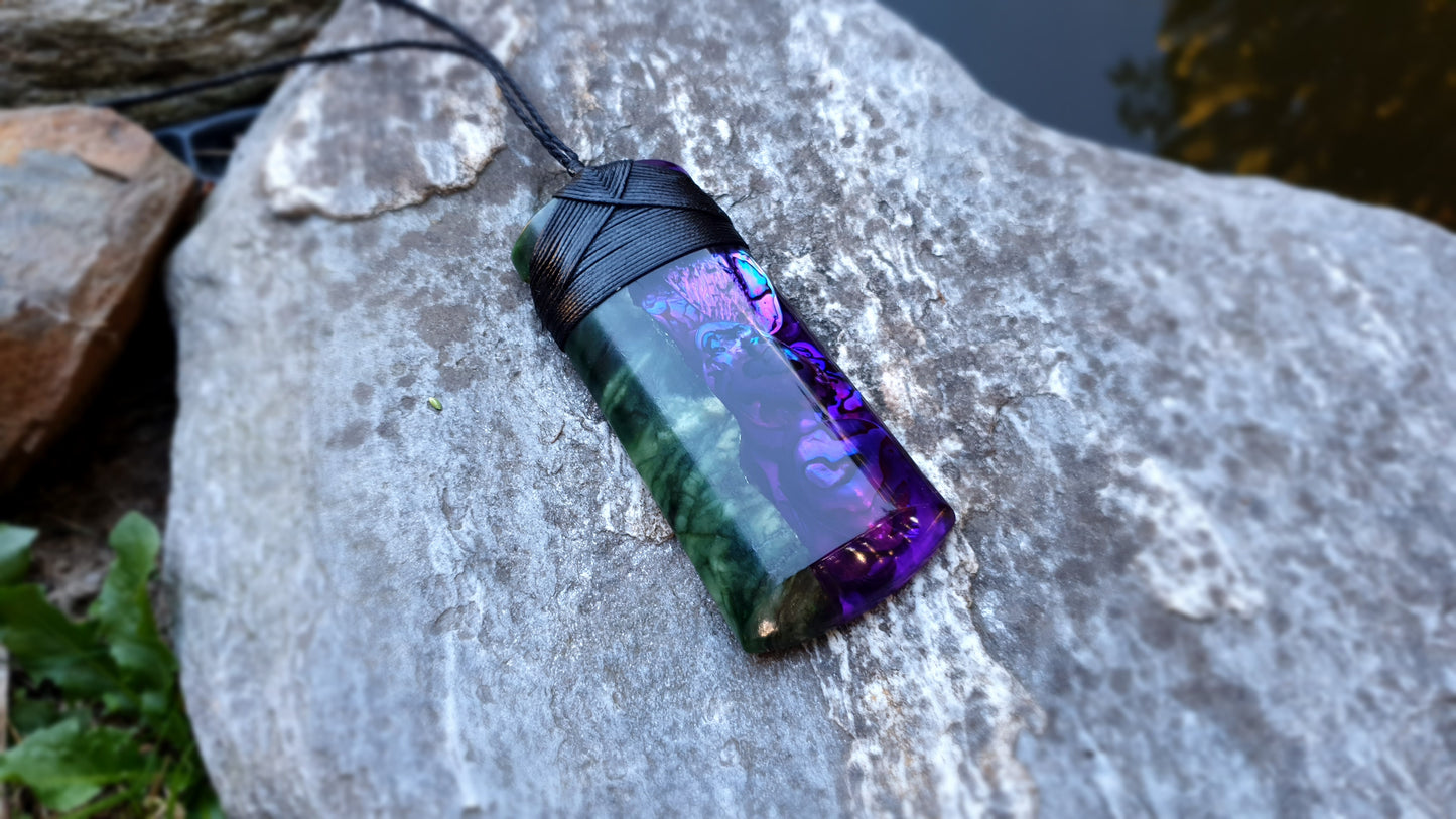 Extra Large Pounamu Paua and Epoxy Resin Toki