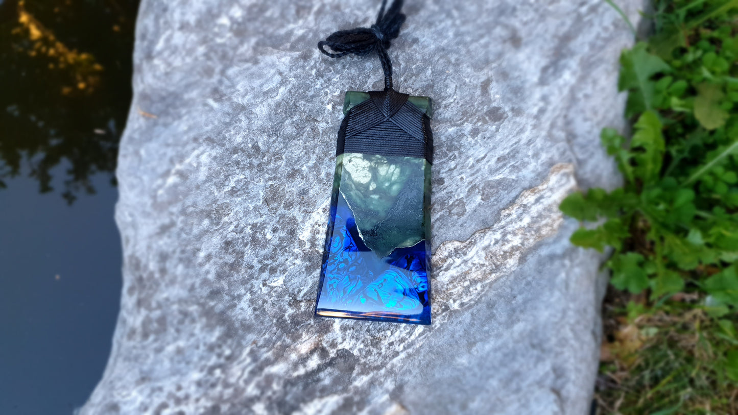 Extra Large Pounamu Paua and Epoxy Resin Toki