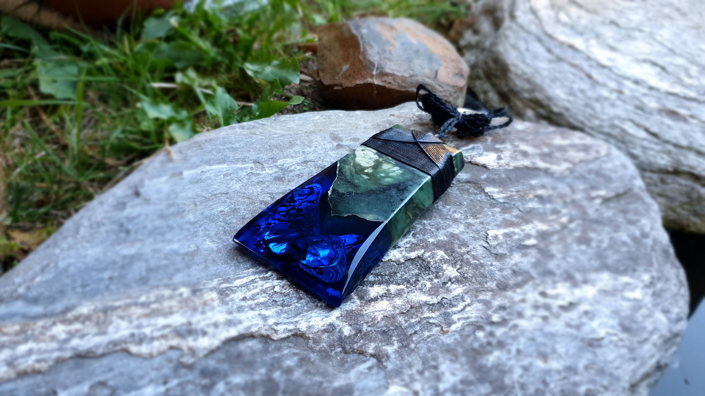 Extra Large Pounamu Paua and Epoxy Resin Toki