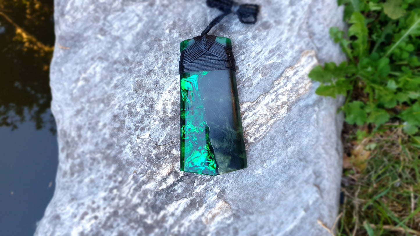 Extra Large Pounamu Paua and Epoxy Resin Toki