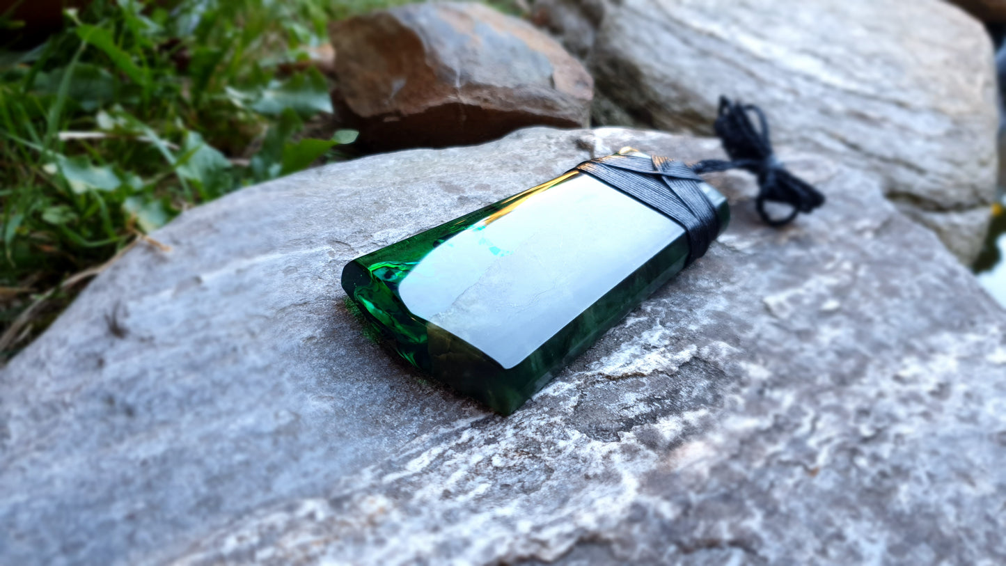 Extra Large Pounamu Paua and Epoxy Resin Toki