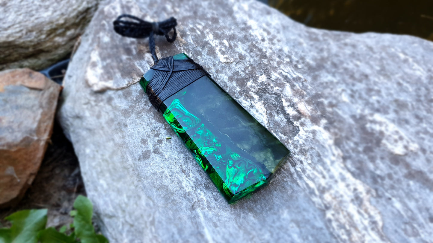 Extra Large Pounamu Paua and Epoxy Resin Toki