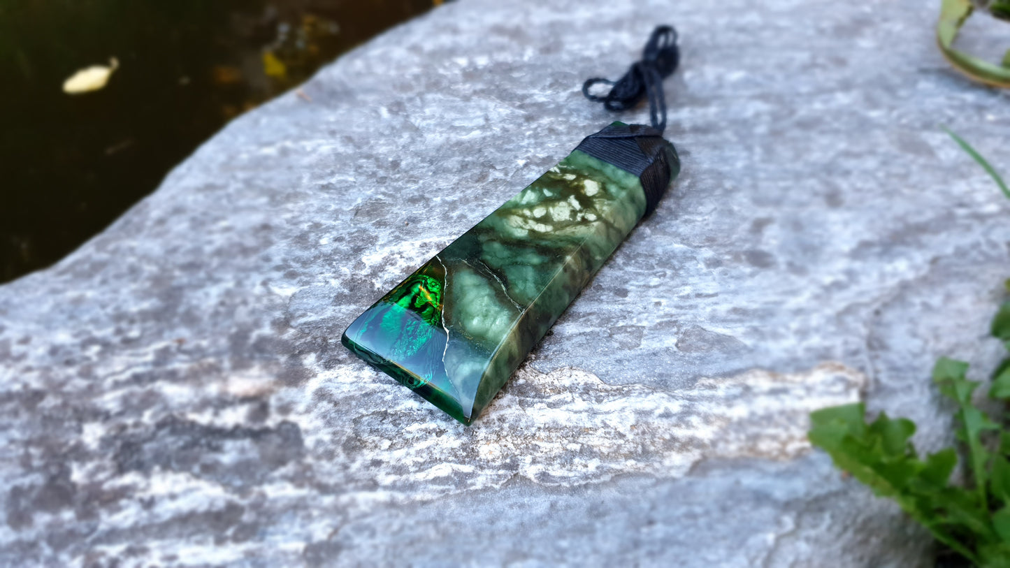 Extra Large Pounamu Paua and Epoxy Resin Toki