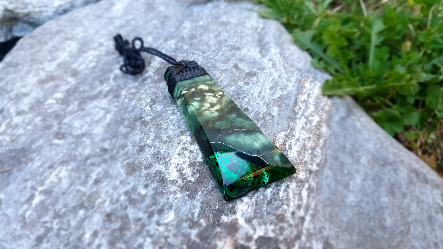 Extra Large Pounamu Paua and Epoxy Resin Toki