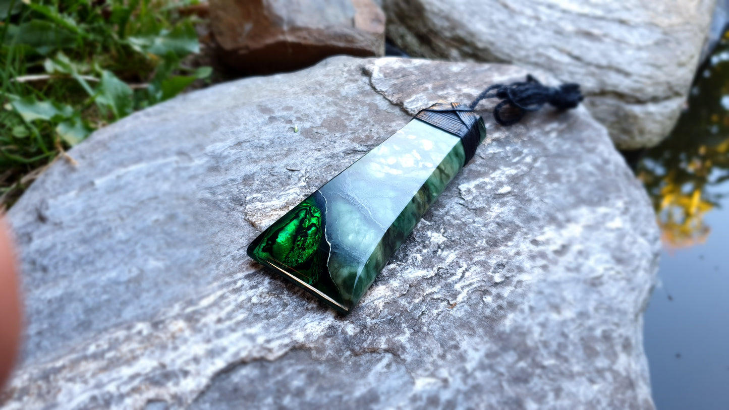 Extra Large Pounamu Paua and Epoxy Resin Toki