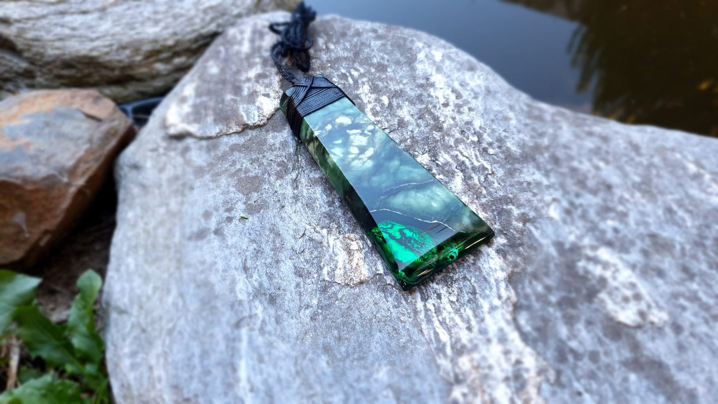 Extra Large Pounamu Paua and Epoxy Resin Toki