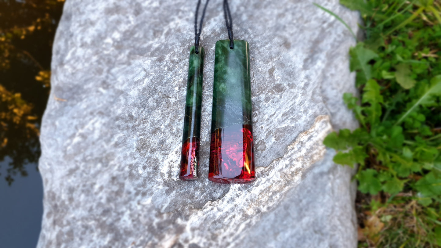 Large Pounamu Paua and Epoxy Toki & Drop Set