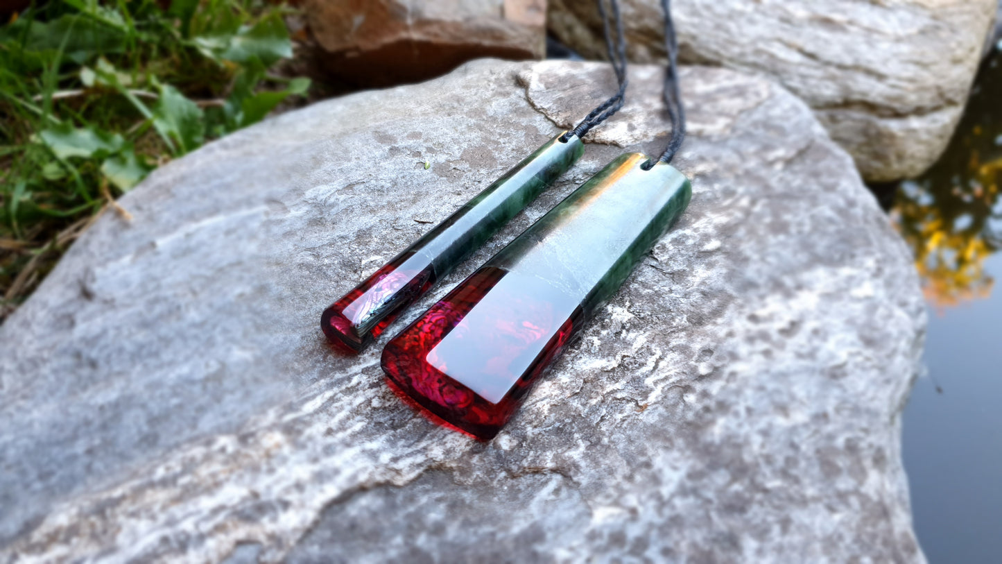 Large Pounamu Paua and Epoxy Toki & Drop Set