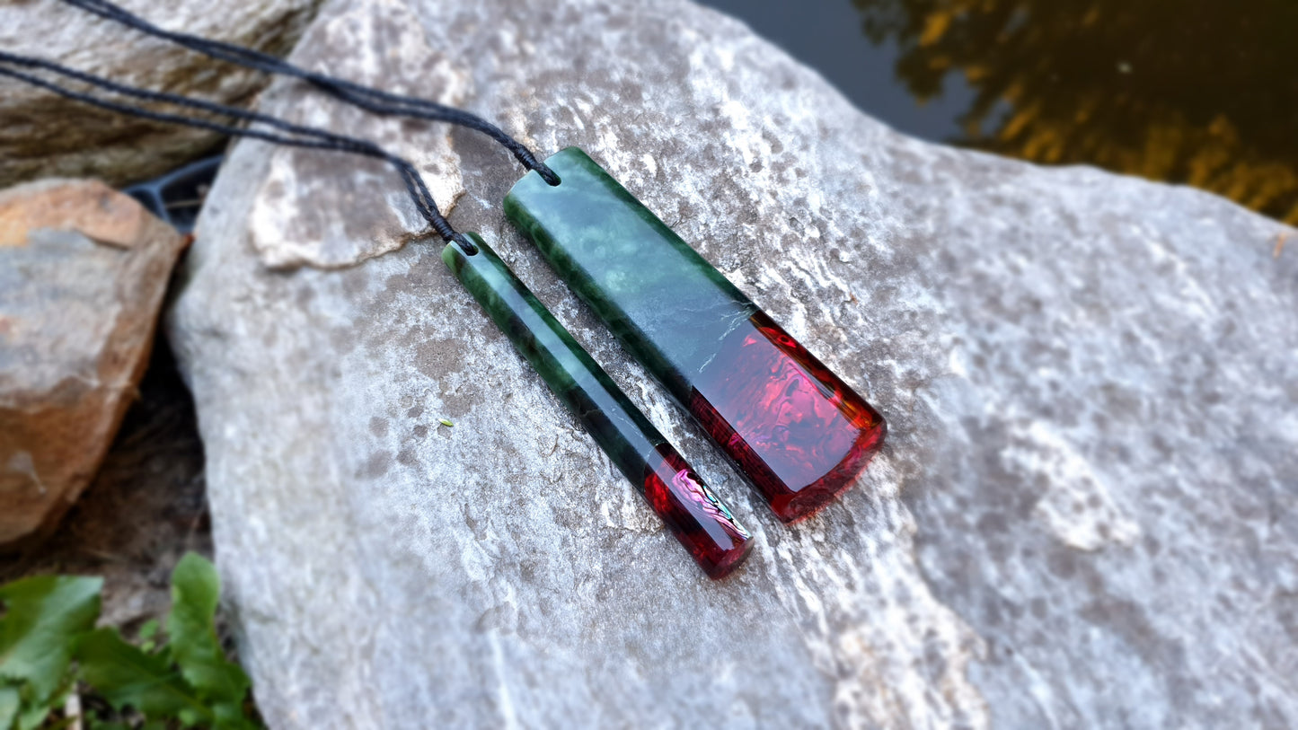 Large Pounamu Paua and Epoxy Toki & Drop Set
